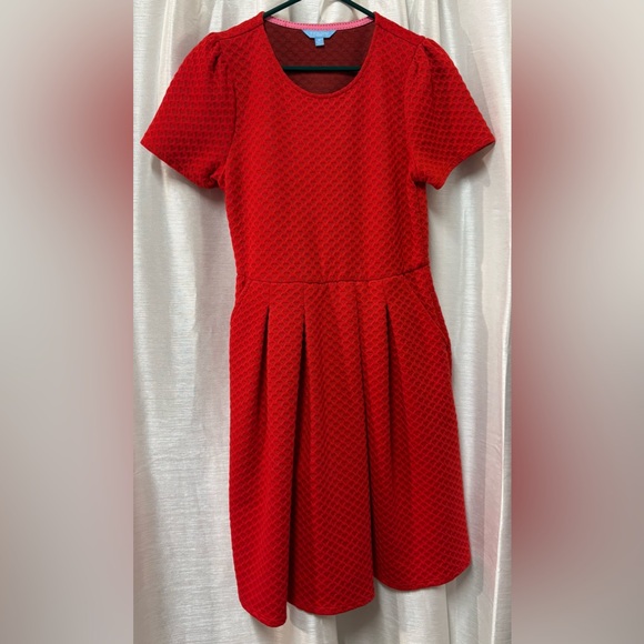 Draper James Red Heart Print Fit & Flare Mini Dress Pockets Medium - Picture 4 of 9